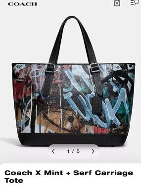 Coach X Mint + Serf Carriage Tote Black Multicolor NWT